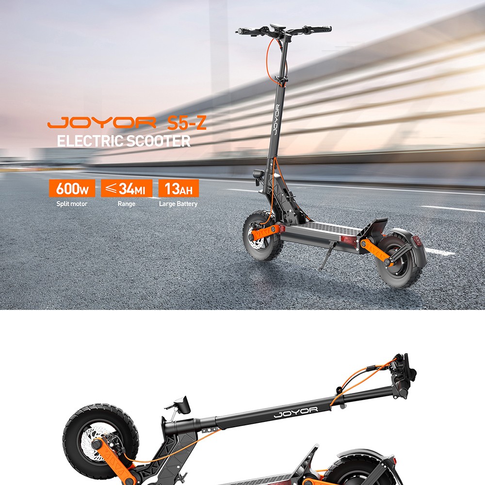 Joyor S5-Z Electric Scooter, 600W Motor, 48V 13AH Battery, 10-inch Tires, 31mph Max Speed, 34 miles Range, Front & Rear Disc Brake, Rocker Arm Suspension System