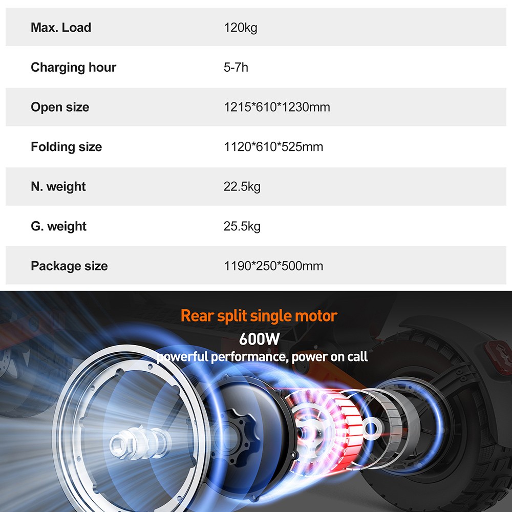 Joyor S5-Z Electric Scooter, 600W Motor, 48V 13AH Battery, 10-inch Tires, 31mph Max Speed, 34 miles Range, Front & Rear Disc Brake, Rocker Arm Suspension System