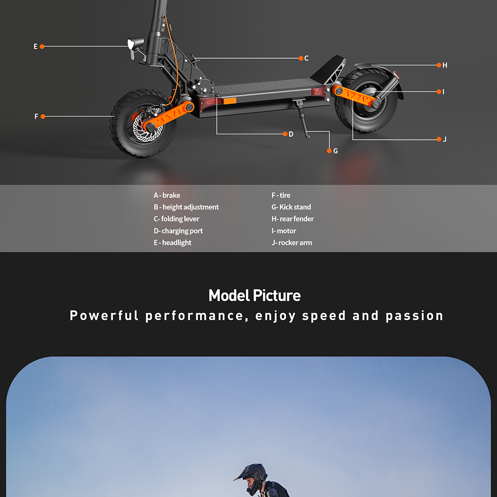 Joyor S5-Z Electric Scooter, 600W Motor, 48V 13AH Battery, 10-inch Tires, 31mph Max Speed, 34 miles Range, Front & Rear Disc Brake, Rocker Arm Suspension System