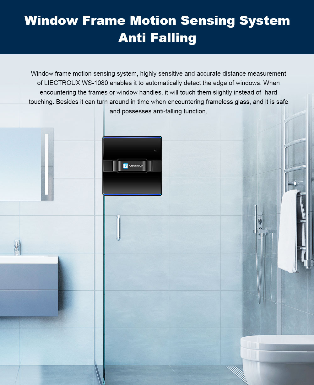 Refurbished Liectroux  WS1080 2800Pa Robot Window Vacuum Cleaner, Laser Sensor with App, Antifall Auto Glass Mop, Home Floor Windows Wall Cleaning