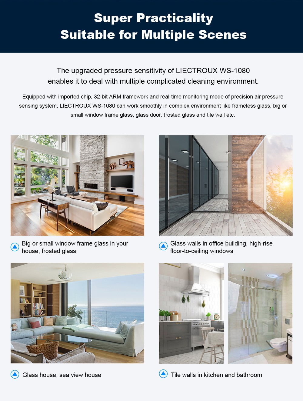 Refurbished Liectroux  WS1080 2800Pa Robot Window Vacuum Cleaner, Laser Sensor with App, Antifall Auto Glass Mop, Home Floor Windows Wall Cleaning