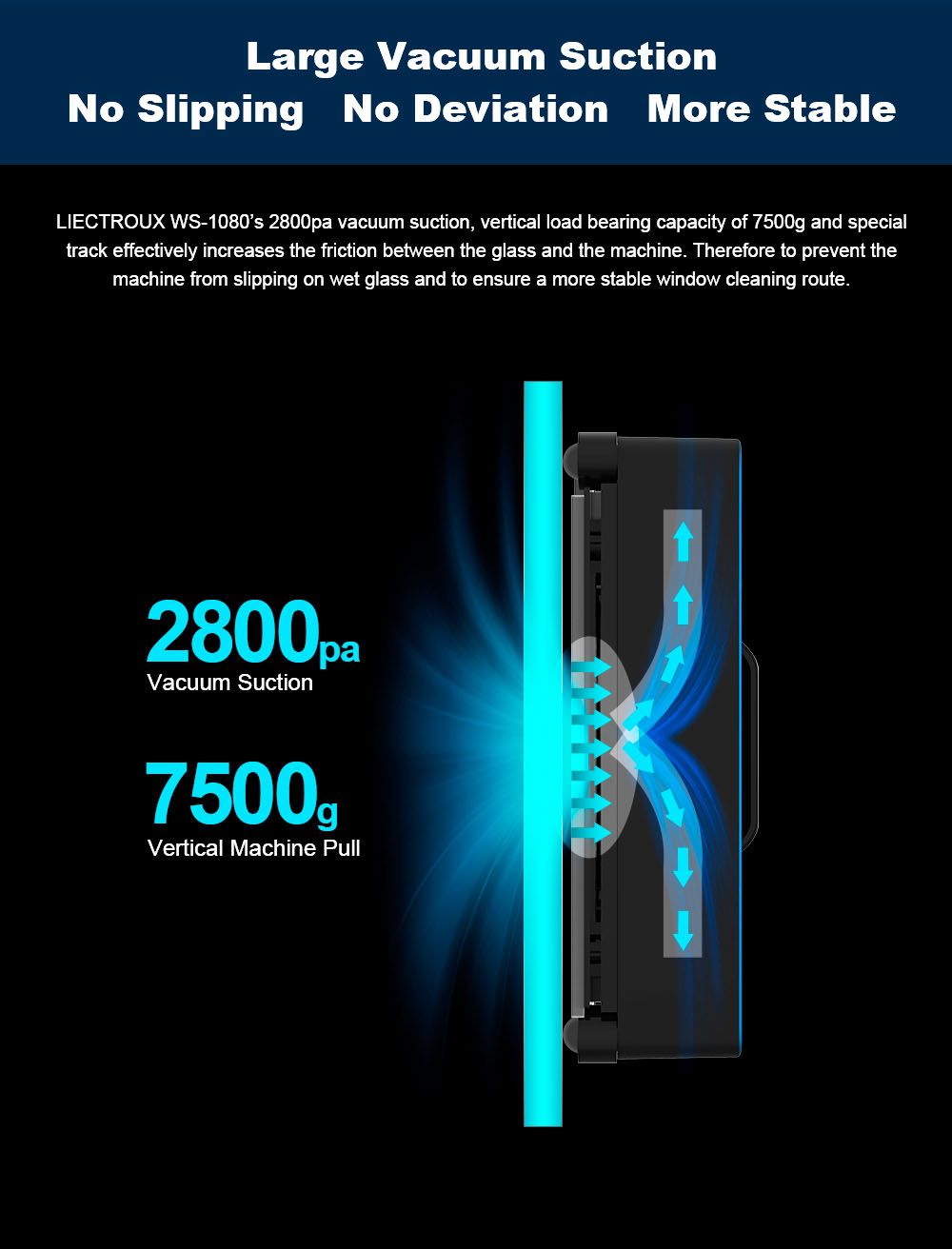 Refurbished Liectroux  WS1080 2800Pa Robot Window Vacuum Cleaner, Laser Sensor with App, Antifall Auto Glass Mop, Home Floor Windows Wall Cleaning