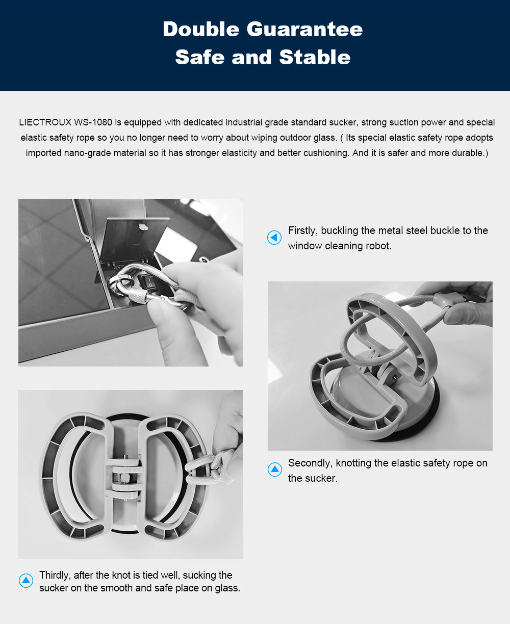 Refurbished Liectroux  WS1080 2800Pa Robot Window Vacuum Cleaner, Laser Sensor with App, Antifall Auto Glass Mop, Home Floor Windows Wall Cleaning