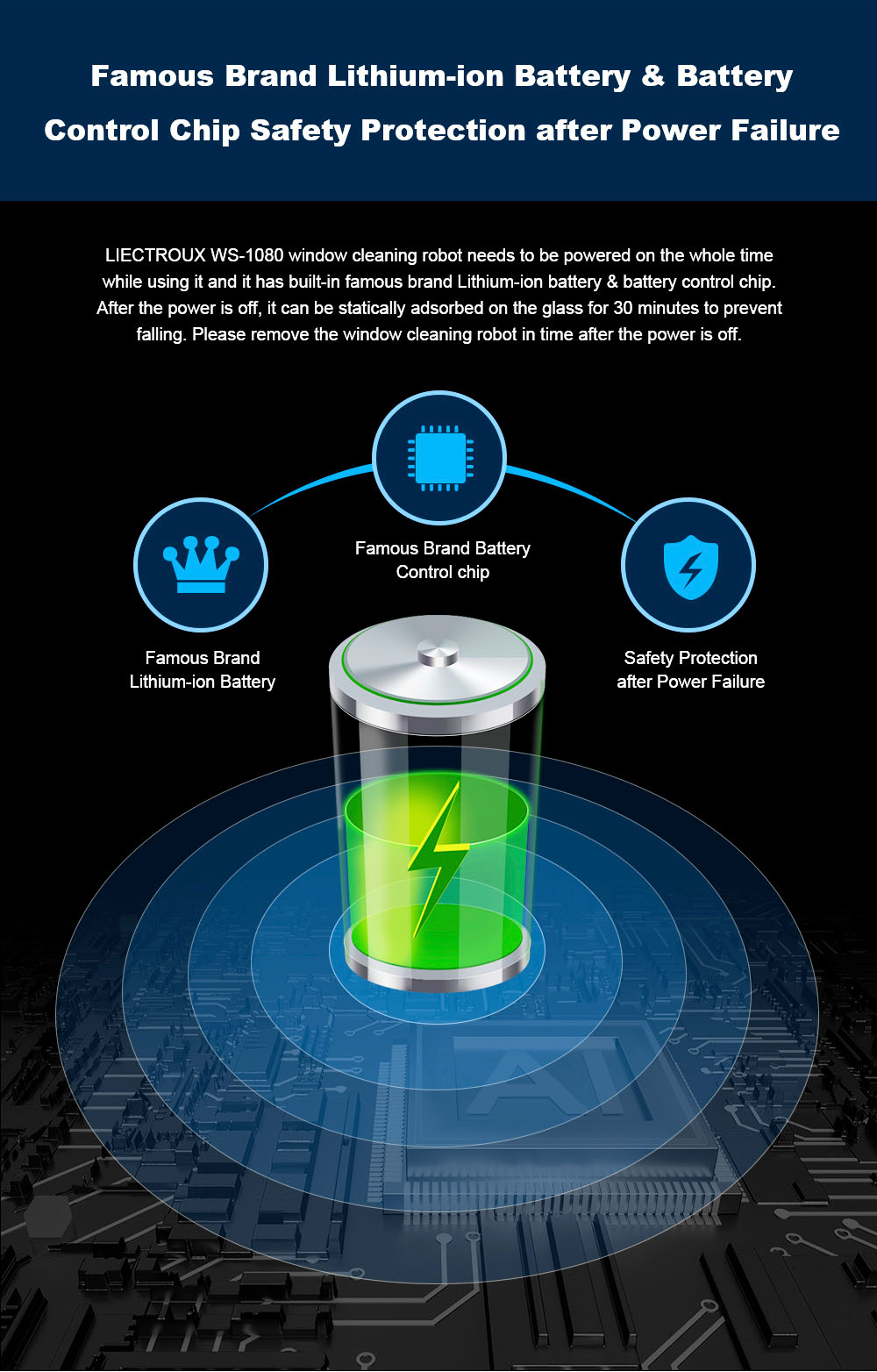 Refurbished Liectroux  WS1080 2800Pa Robot Window Vacuum Cleaner, Laser Sensor with App, Antifall Auto Glass Mop, Home Floor Windows Wall Cleaning