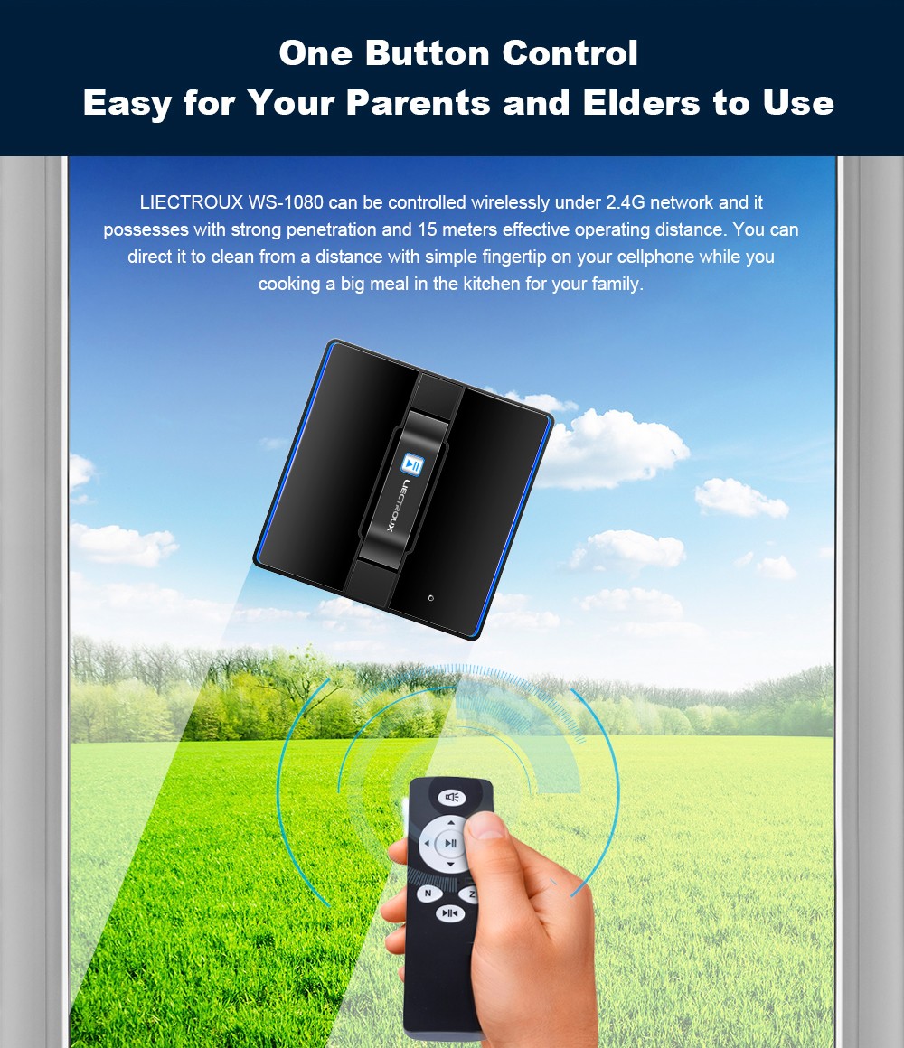 Refurbished Liectroux  WS1080 2800Pa Robot Window Vacuum Cleaner, Laser Sensor with App, Antifall Auto Glass Mop, Home Floor Windows Wall Cleaning