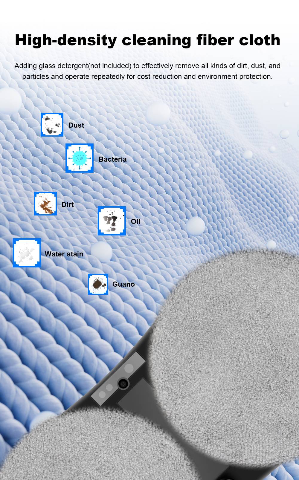 Refurbished Liectroux HCR-10 Robot Window Cleaner, 30ml Water Tank, Ultrasonic Water Spraying, 2800Pa Suction, 6.8cm Ultra-thin Body