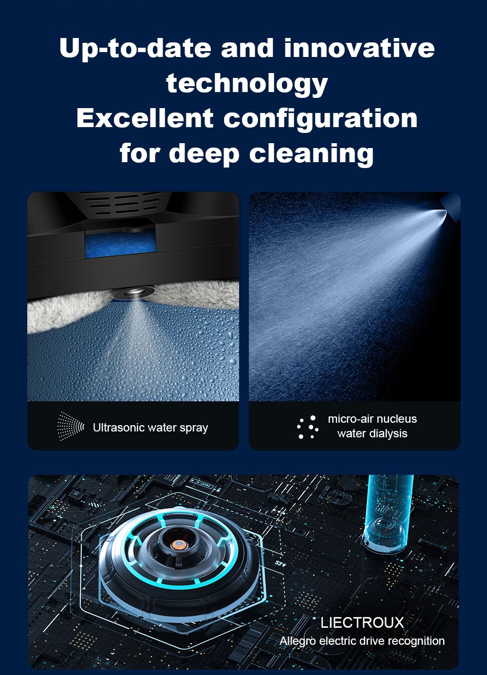 Refurbished Liectroux HCR-10 Robot Window Cleaner, 30ml Water Tank, Ultrasonic Water Spraying, 2800Pa Suction, 6.8cm Ultra-thin Body