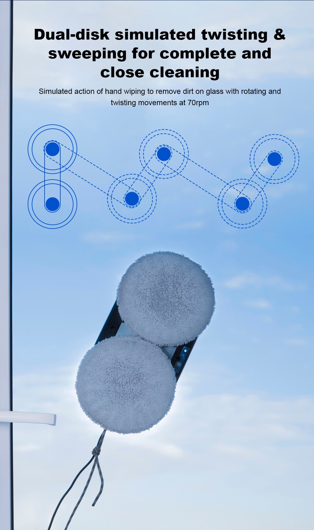 Refurbished Liectroux HCR-10 Robot Window Cleaner, 30ml Water Tank, Ultrasonic Water Spraying, 2800Pa Suction, 6.8cm Ultra-thin Body