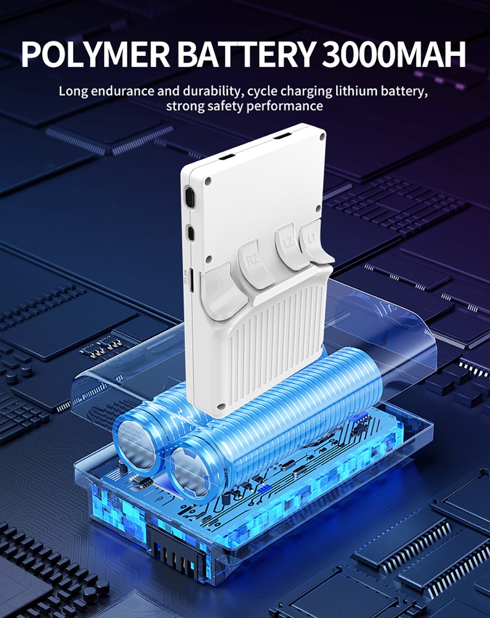 Powkiddy X35S Handheld Game Console, 3.5-inch IPS Screen, Open Source Linux System, 16GB + 64GB TF Card - White