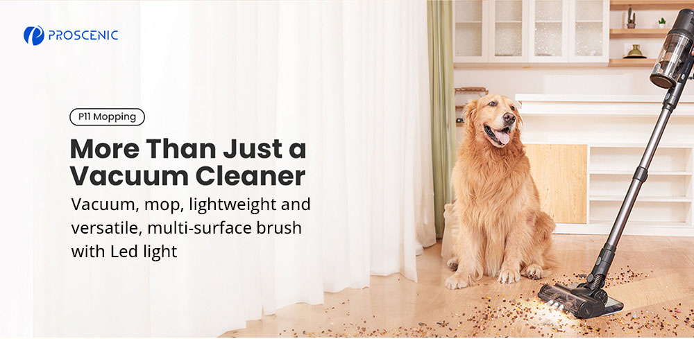 Refurbished Proscenic P11 Mopping Cordless Vacuum Cleaner, 35Kpa Suction, 0.65L Dustbin, 5-Stage Filtration System, 2000mAh Battery