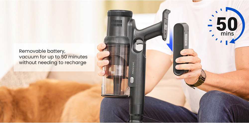 Refurbished Proscenic P11 Mopping Cordless Vacuum Cleaner, 35Kpa Suction, 0.65L Dustbin, 5-Stage Filtration System, 2000mAh Battery