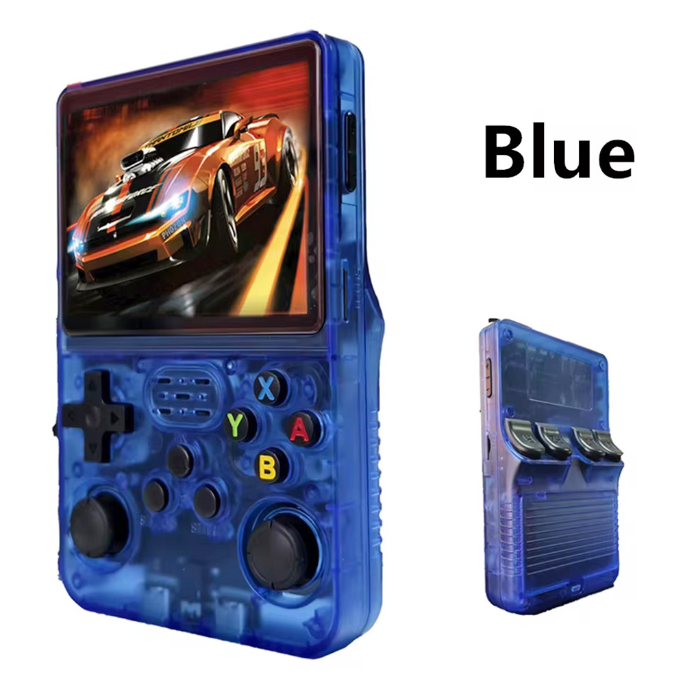 R36S Retro Game Console, 128GB TF Card with 20000 Games, 32GB ArkOS 2.0 Based on Linux, 20 Emulators, 3.5-inch IPS Screen, 1GB DDR3L, 8W Speaker, 3-5H Battery Life - Blue