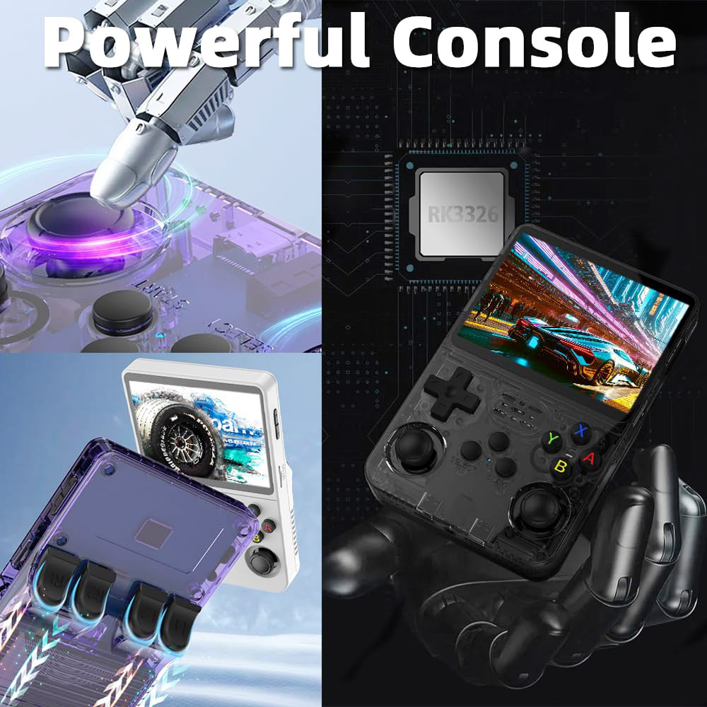 R36S Retro Game Console, 128GB TF Card with 20000 Games, 32GB ArkOS 2.0 Based on Linux, 20 Emulators, 3.5-inch IPS Screen, 1GB DDR3L, 8W Speaker, 3-5H Battery Life - Blue