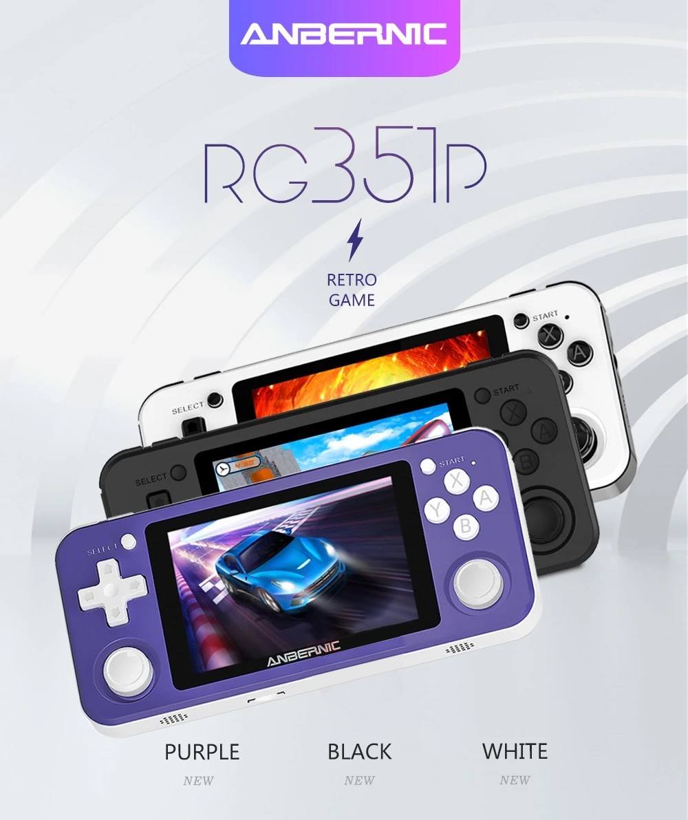 ANBERNIC RG351P 64GB Retro Game Console RK3326 Open Source 3.5 inch IPS Screen 10000 Games - Black