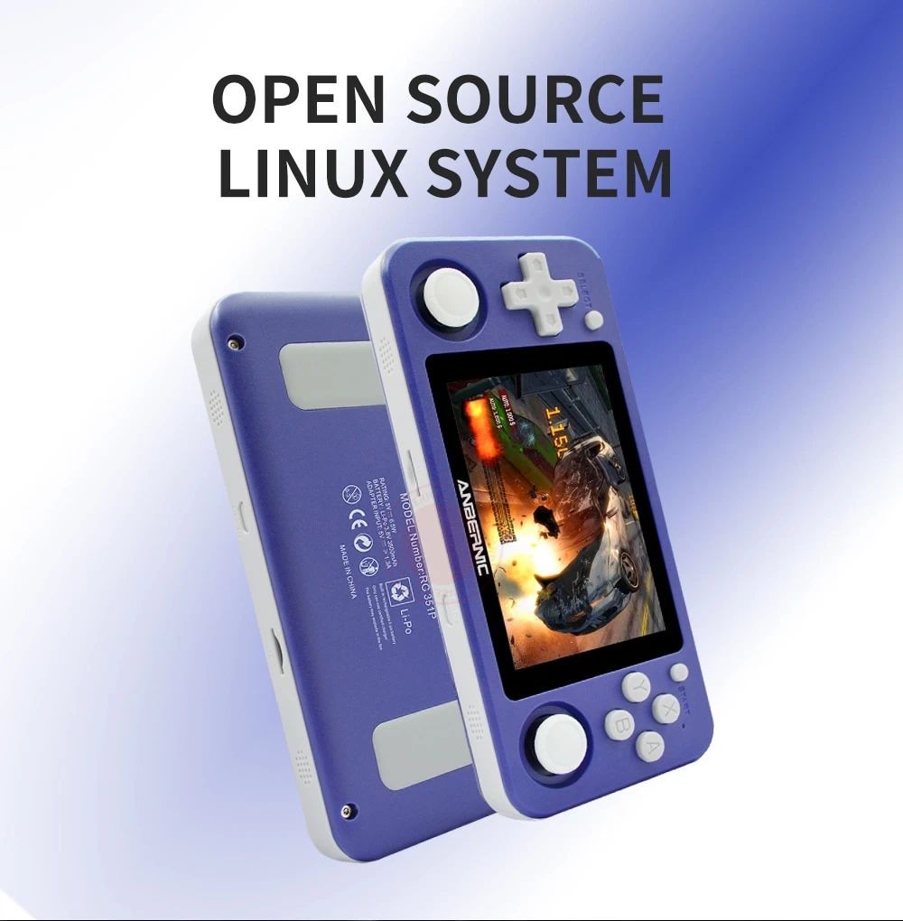 ANBERNIC RG351P 64GB Retro Game Console RK3326 Open Source 3.5 inch IPS Screen 10000 Games - Black