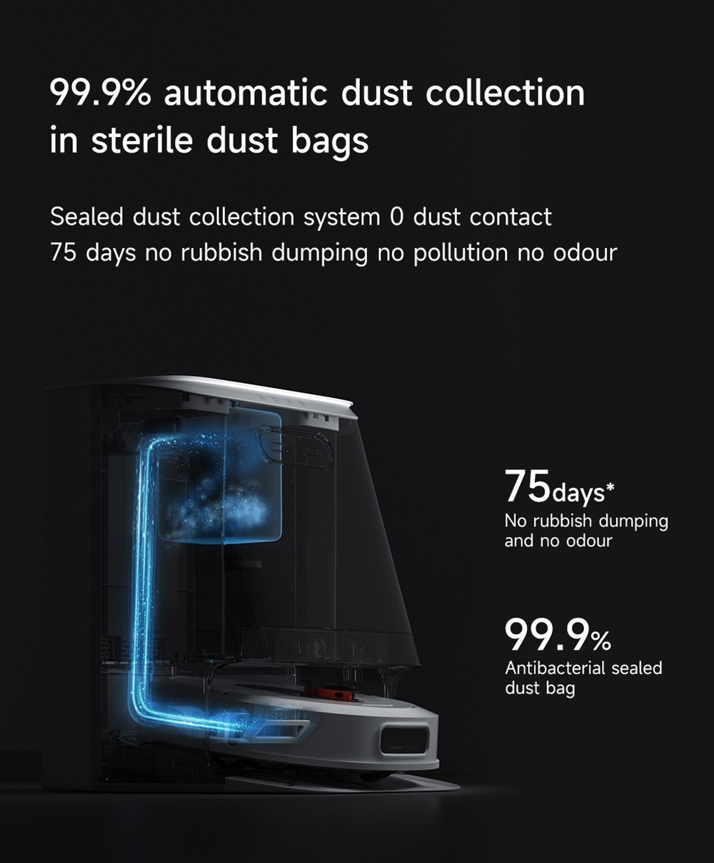 ROIDMI EVA Smart Robot Vacuum Cleaner, Self-Cleaning & Emptying 3200Pa Powerful Suction 3-in-1 Vacuuming Sweeping Mopping