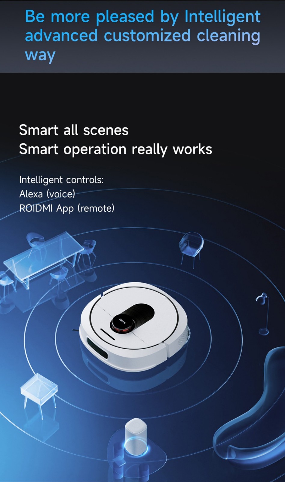 ROIDMI EVA Smart Robot Vacuum Cleaner, Self-Cleaning & Emptying 3200Pa Powerful Suction 3-in-1 Vacuuming Sweeping Mopping