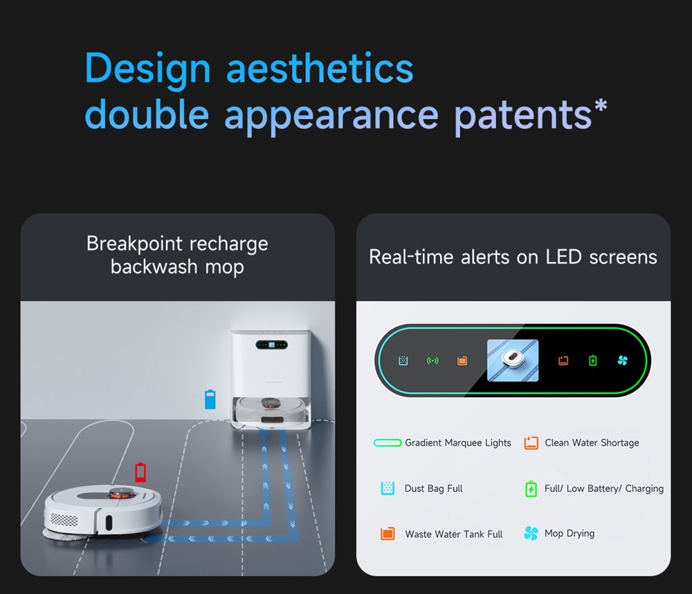 ROIDMI EVA Smart Robot Vacuum Cleaner, Self-Cleaning & Emptying 3200Pa Powerful Suction 3-in-1 Vacuuming Sweeping Mopping