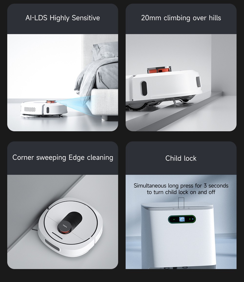 ROIDMI EVA Smart Robot Vacuum Cleaner, Self-Cleaning & Emptying 3200Pa Powerful Suction 3-in-1 Vacuuming Sweeping Mopping