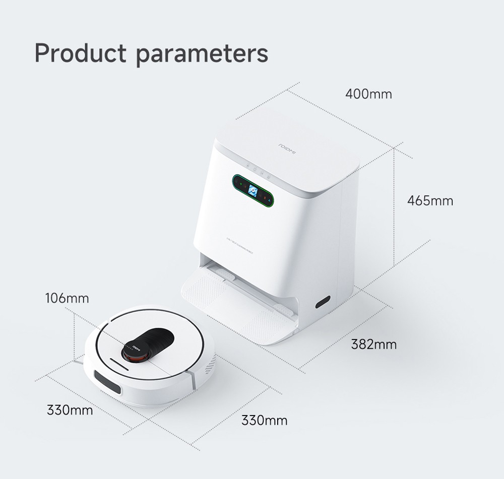 ROIDMI EVA Smart Robot Vacuum Cleaner, Self-Cleaning & Emptying 3200Pa Powerful Suction 3-in-1 Vacuuming Sweeping Mopping