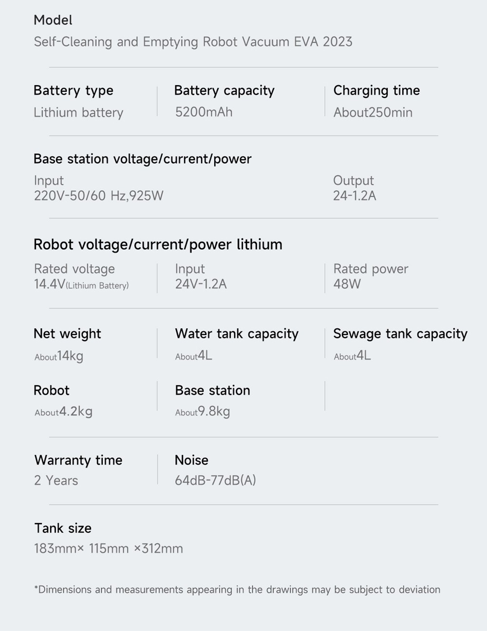 ROIDMI EVA Smart Robot Vacuum Cleaner, Self-Cleaning & Emptying 3200Pa Powerful Suction 3-in-1 Vacuuming Sweeping Mopping