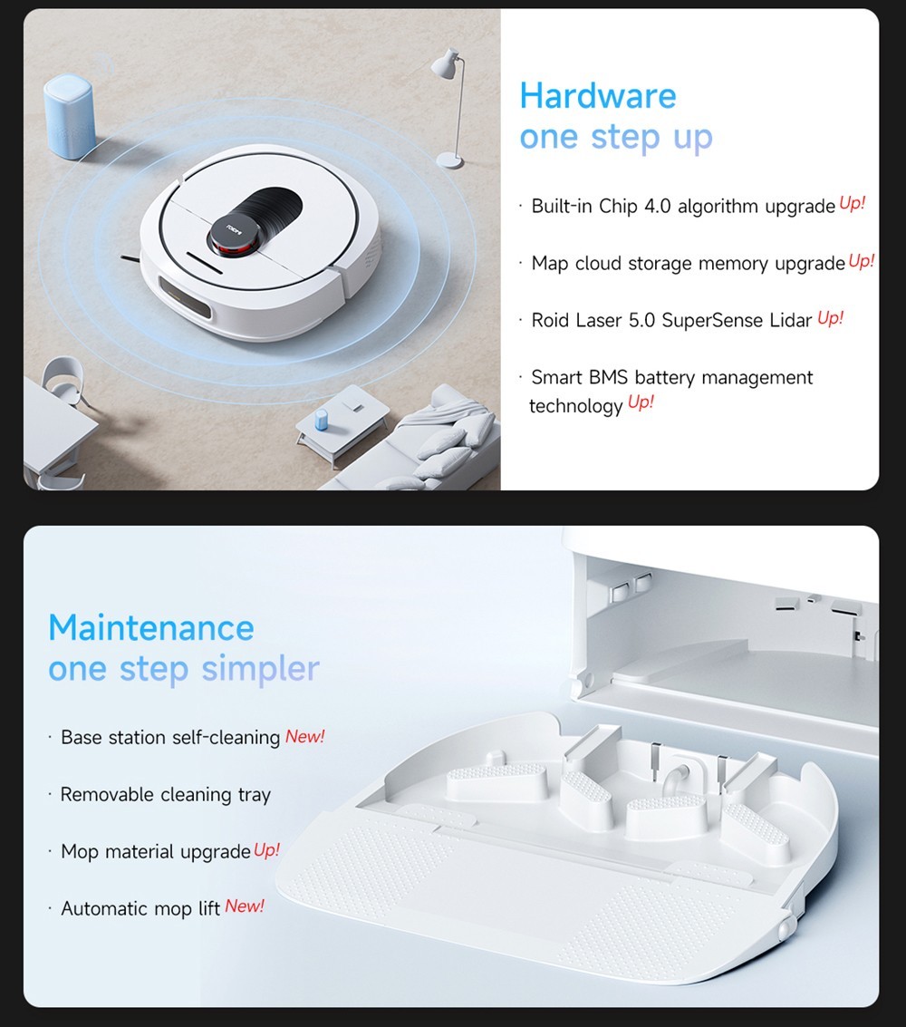 ROIDMI EVA Smart Robot Vacuum Cleaner, Self-Cleaning & Emptying 3200Pa Powerful Suction 3-in-1 Vacuuming Sweeping Mopping
