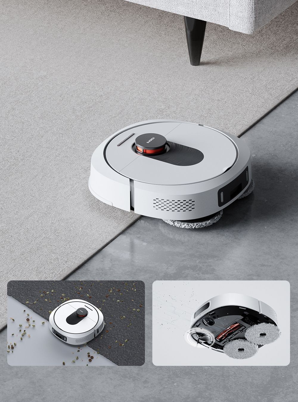 ROIDMI EVA Smart Robot Vacuum Cleaner, Self-Cleaning & Emptying 3200Pa Powerful Suction 3-in-1 Vacuuming Sweeping Mopping