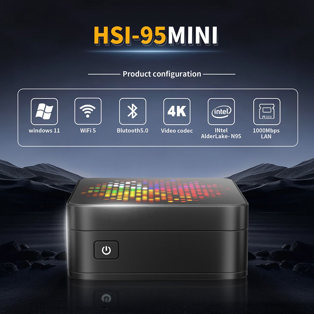 RUPA HSI-N95 Mini PC, Intel N95 4 Cores Max 3.4GHz, 12GB RAM 512GB SSD, 3*HDMI 4K 60Hz Triple Screen Display, WiFi 5 Bluetooth 5.0, 3*USB 3.0 2*RJ45 1* 3.5mm Audio