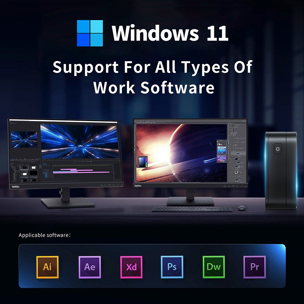 RUPA HSI-N95 Mini PC, Intel N95 4 Cores Max 3.4GHz, 12GB RAM 512GB SSD, 3*HDMI 4K 60Hz Triple Screen Display, WiFi 5 Bluetooth 5.0, 3*USB 3.0 2*RJ45 1* 3.5mm Audio