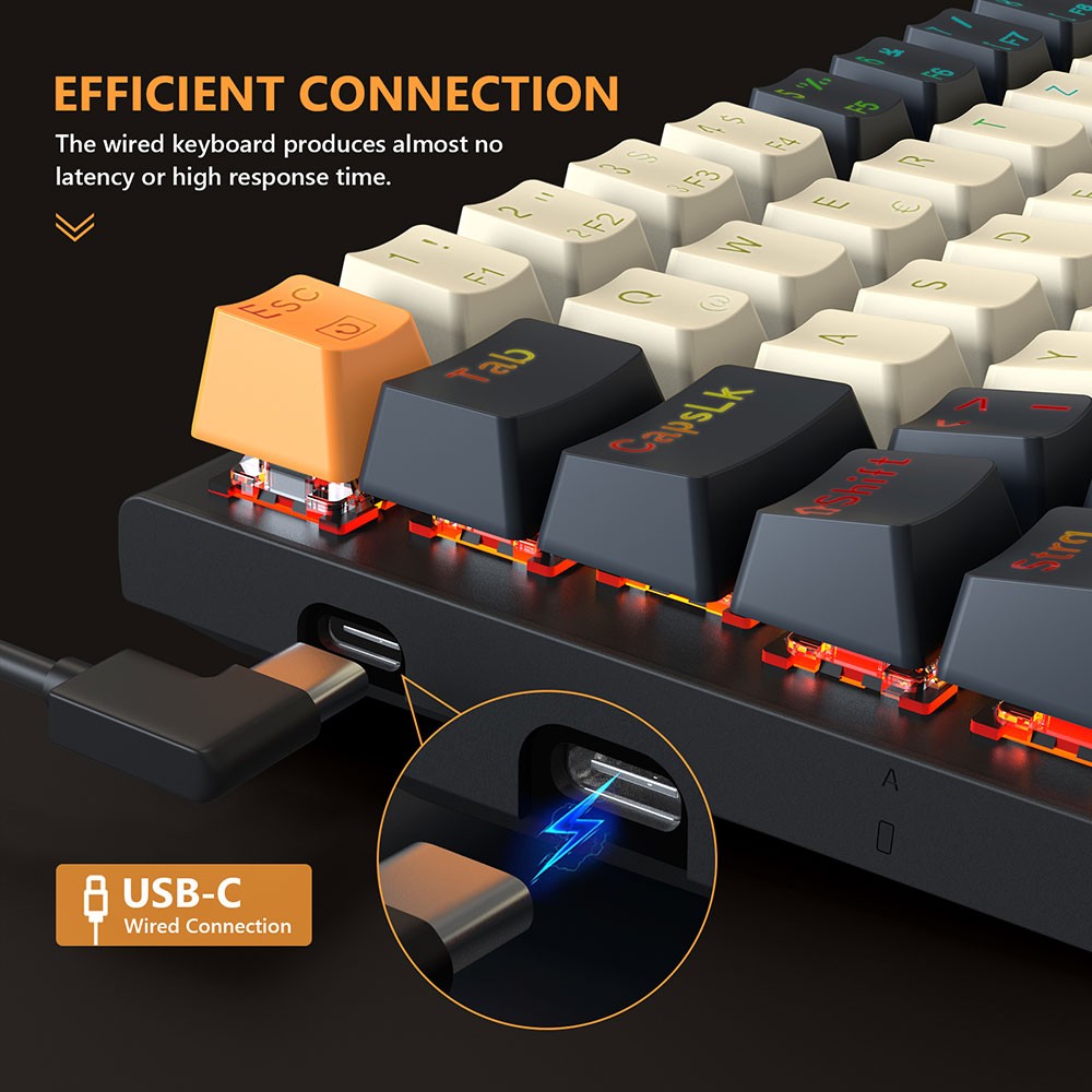 Refurbished Redragon QWERTZ German Layout K633CGO-RGB Ryze 68-Key Mechanical Gaming Keyboard