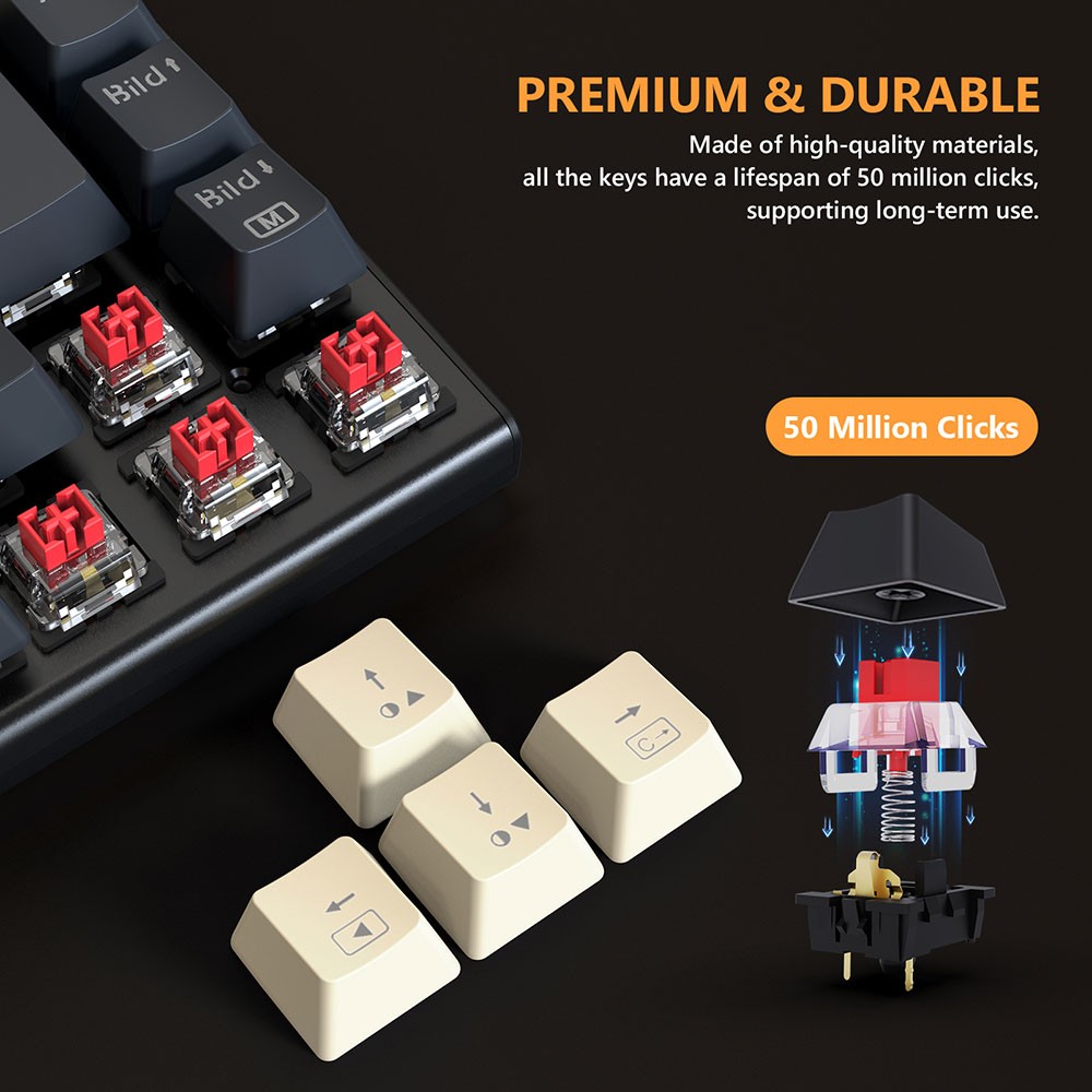 Refurbished Redragon QWERTZ German Layout K633CGO-RGB Ryze 68-Key Mechanical Gaming Keyboard