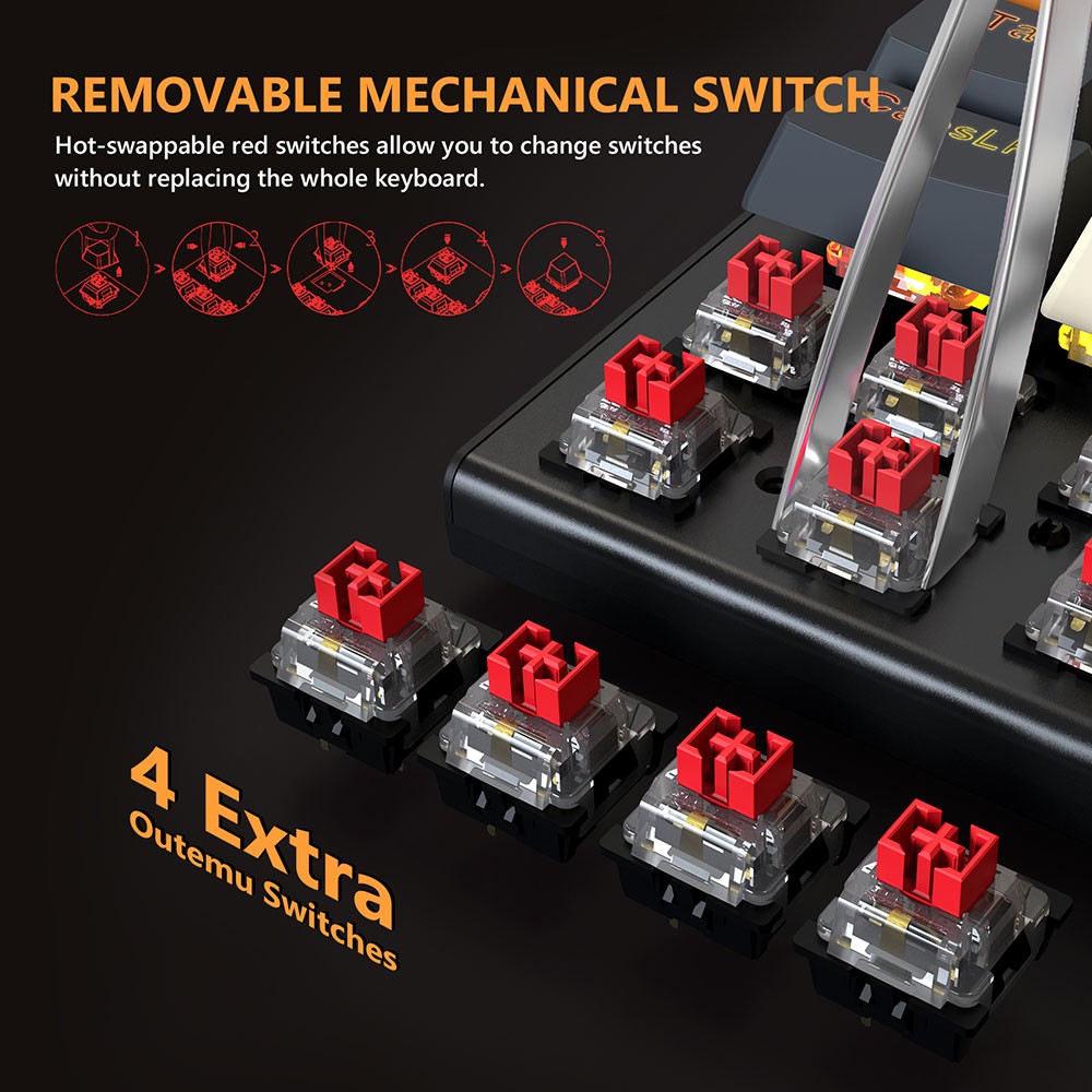 Refurbished Redragon QWERTZ German Layout K633CGO-RGB Ryze 68-Key Mechanical Gaming Keyboard