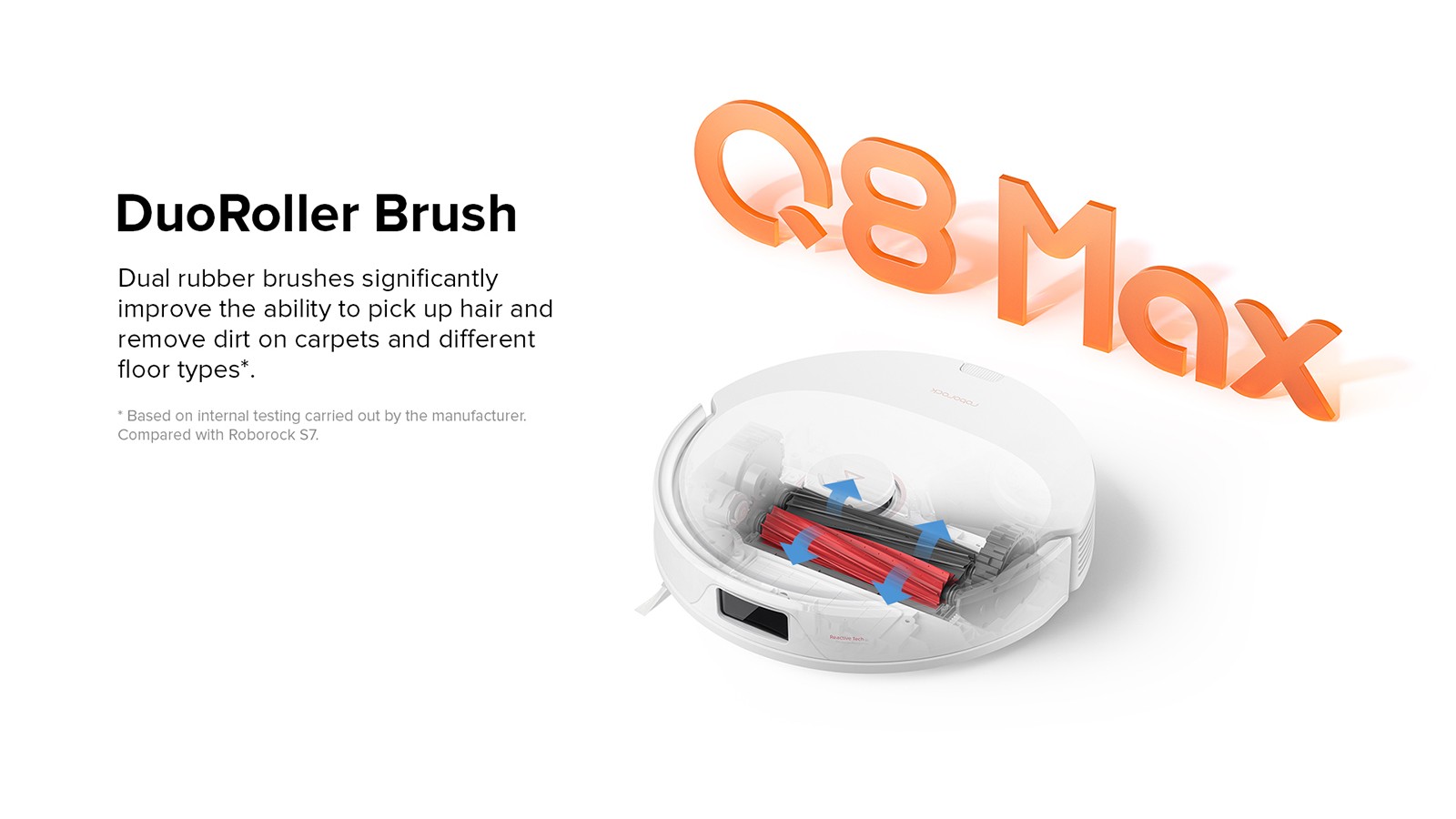 Aspirateur robot Roborock Q8 Max, aspiration 5500 Pa, brosse DuoRoller, navigation LDS, poubelle 470 ml, réservoir d'eau 350 ml