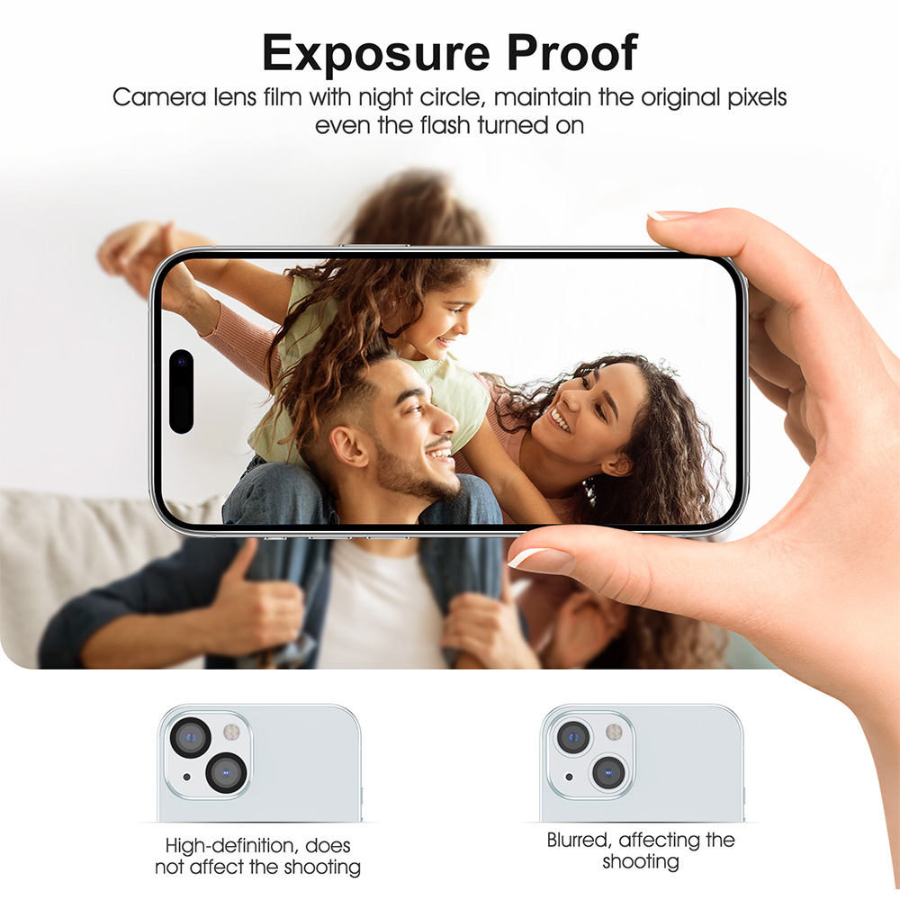 SPARIN 2 Pack HD Screen Protector for iPhone 15 Plus + 2 Pack Lens Protector with Installation Frame