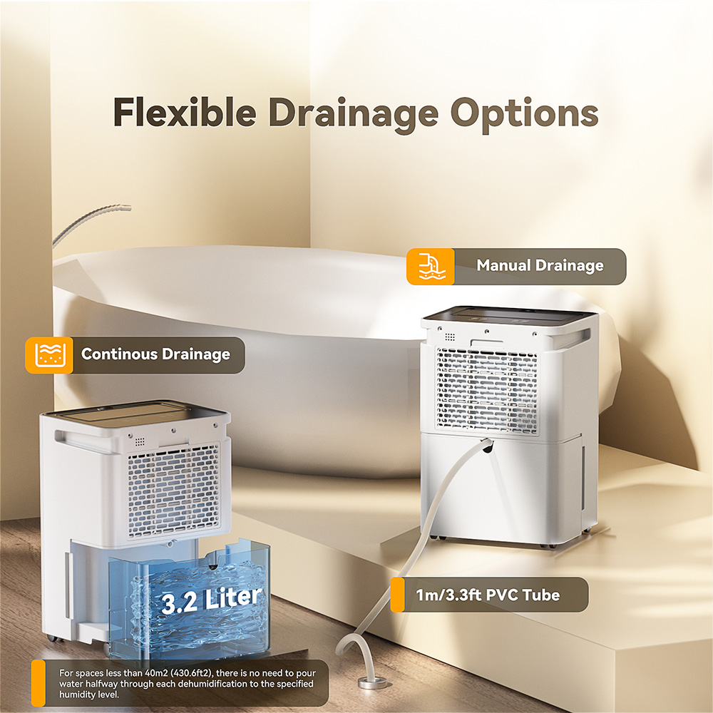 Solayce PD16R-02EE Dehumidifier, 3.2L Watertank, Low Noise, Smart Screen, Adjustable Air Speed, 16L/DAY Dehumidification Volumn