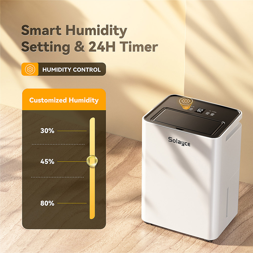 Solayce PD16R-02EE Dehumidifier, 3.2L Watertank, Low Noise, Smart Screen, Adjustable Air Speed, 16L/DAY Dehumidification Volumn