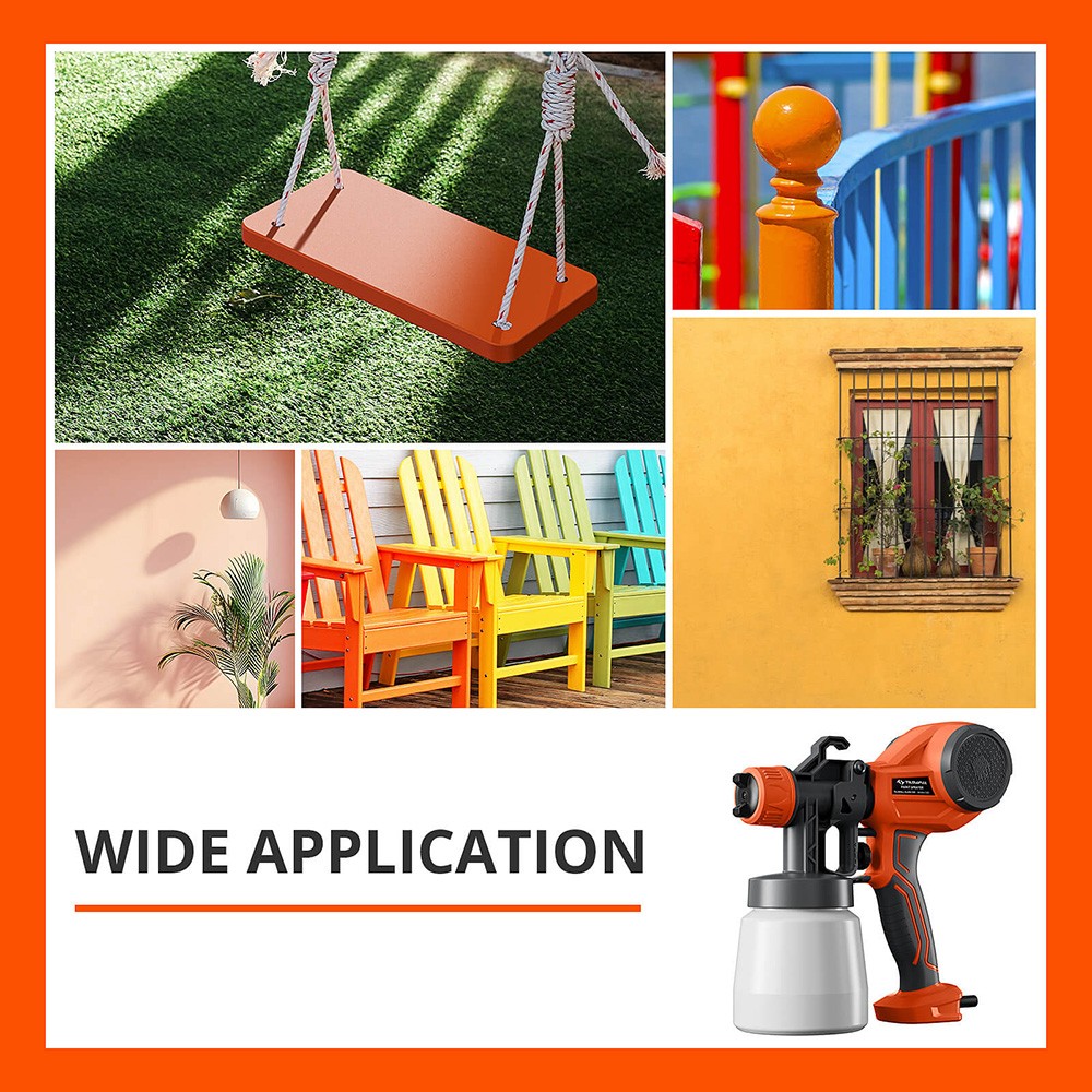 Tilswall Alien 500W Paint Sprayer with 3 Spray Patterns & 3 Nozzles Sizes, Max 550ml/min Spray Speed, Orange