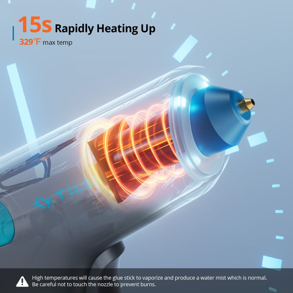 Pištoľ na horúce lepidlo Tilswall W102 4V poháňaná motorom, 15s rýchly predohrev, LED svetlo, dobíjanie typ C, 40-60min prevádzky