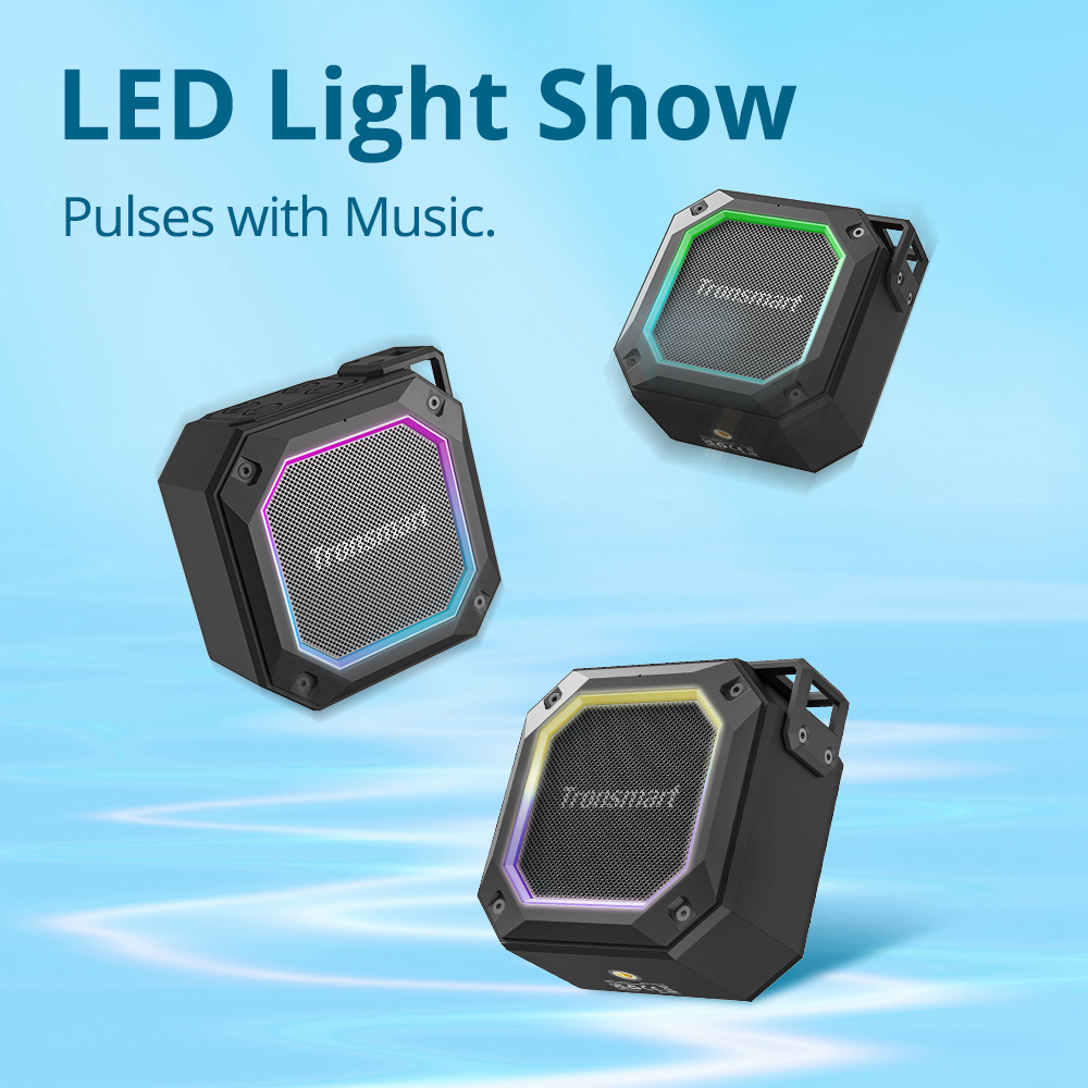 Refurbished Tronsmart Groove 2 10W TWS Bluetooth Speaker, Shower Speaker, Captivating Bass, IPX7 Waterproof, Dual EQ Modes, Bathroom Speaker