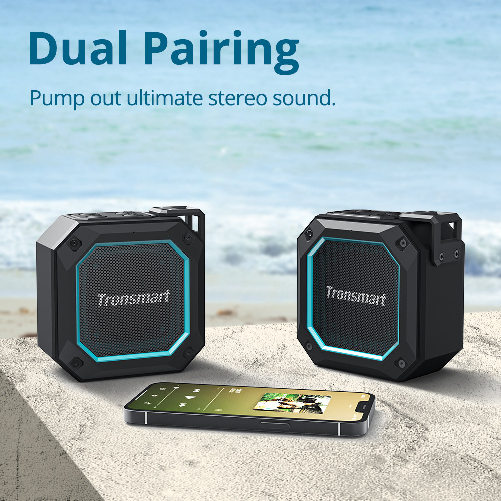 Refurbished Tronsmart Groove 2 10W TWS Bluetooth Speaker, Shower Speaker, Captivating Bass, IPX7 Waterproof, Dual EQ Modes, Bathroom Speaker