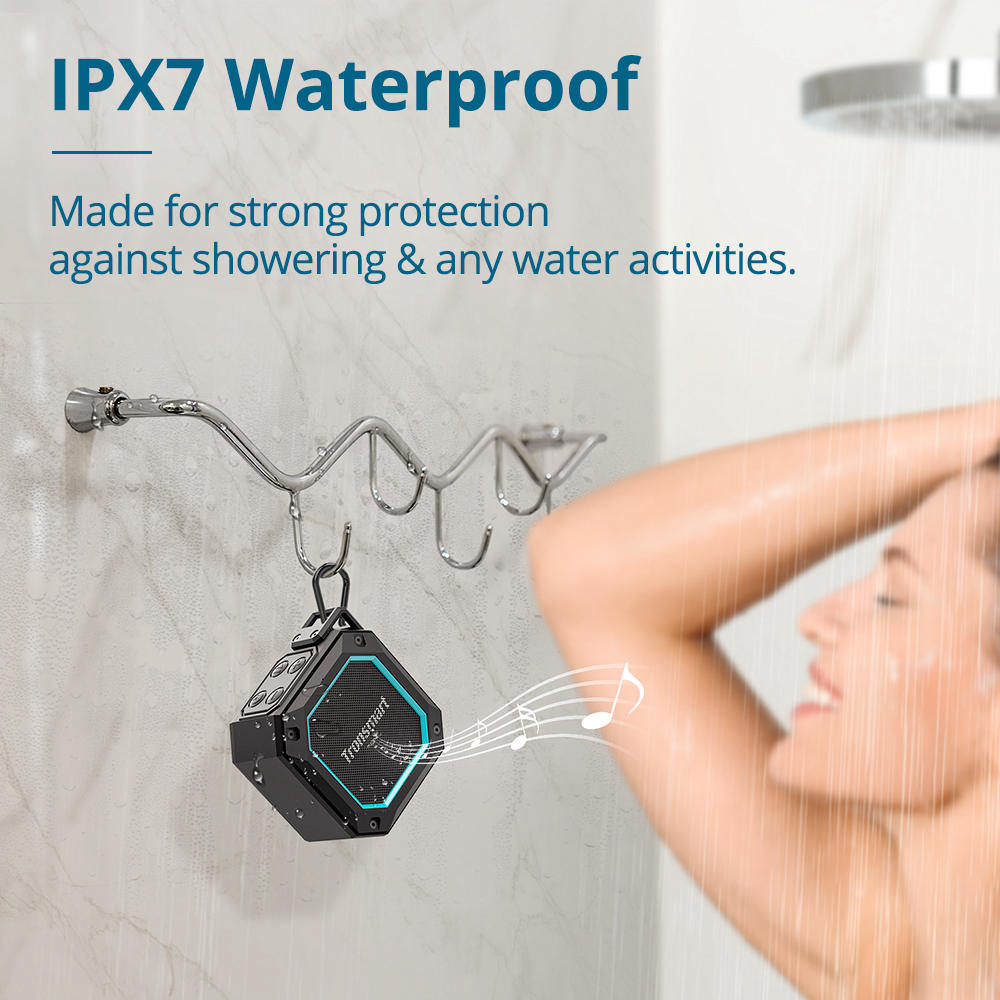 Refurbished Tronsmart Groove 2 10W TWS Bluetooth Speaker, Shower Speaker, Captivating Bass, IPX7 Waterproof, Dual EQ Modes, Bathroom Speaker