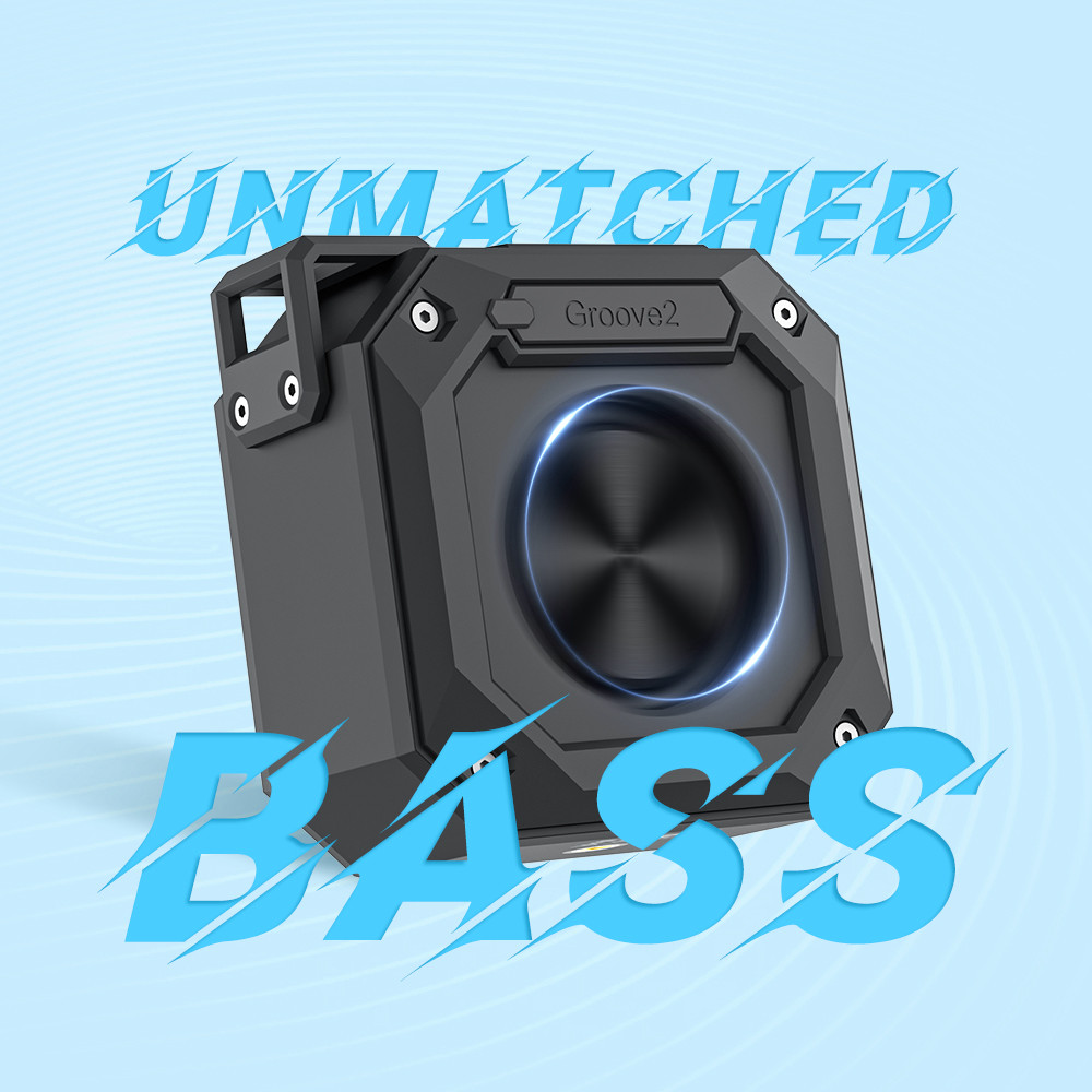 Refurbished Tronsmart Groove 2 10W TWS Bluetooth Speaker, Shower Speaker, Captivating Bass, IPX7 Waterproof, Dual EQ Modes, Bathroom Speaker