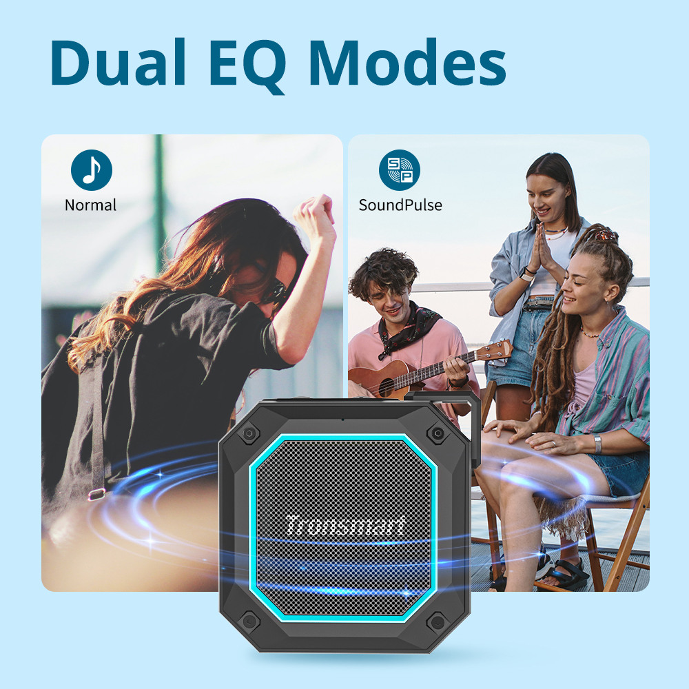 Refurbished Tronsmart Groove 2 10W TWS Bluetooth Speaker, Shower Speaker, Captivating Bass, IPX7 Waterproof, Dual EQ Modes, Bathroom Speaker