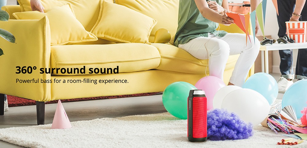 Refurbished Tronsmart Element T6 25W Portable Bluetooth Speaker with 360&deg; Stereo Sound and Built-in Microphone - Red