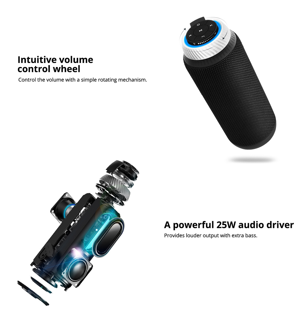 Refurbished Tronsmart Element T6 25W Portable Bluetooth Speaker with 360&deg; Stereo Sound and Built-in Microphone - Red