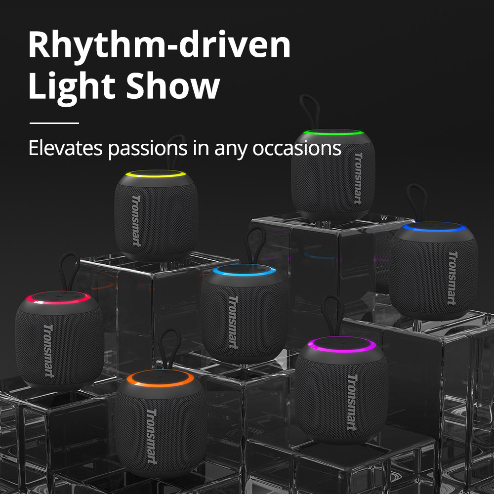 Refurbished Tronsmart T7 Mini 15W Portable Bluetooth Speaker, IPX7 Waterproof, Balanced Bass, LED Modes,TWS