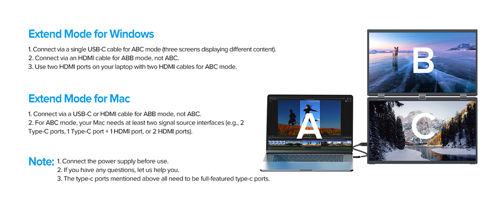 UPERFECT Delta Max 18.5-inch Dual Screen Portable Monitor, 1920*1080 IPS Screen, 100Hz Refresh Rate, 100% sRGB, Built-in Speaker, Driver Free, 360&deg; Folding, Adjustable Stand & VESA Mountable, Screen Extender for Laptop PC Phone Game Console - US Plug