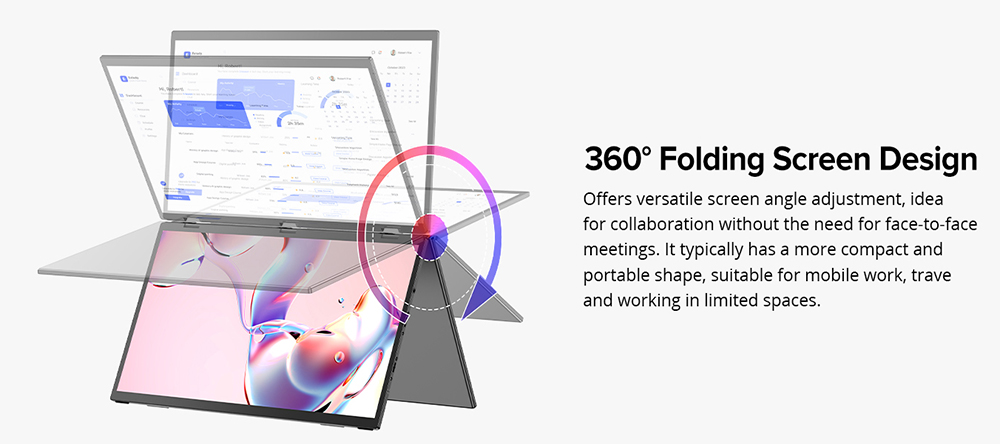 UPERFECT Delta Max 18.5-inch Dual Screen Portable Monitor, 1920*1080 IPS Screen, 100Hz Refresh Rate, 100% sRGB, Built-in Speaker, Driver Free, 360&deg; Folding, Adjustable Stand & VESA Mountable, Screen Extender for Laptop PC Phone Game Console - US Plug