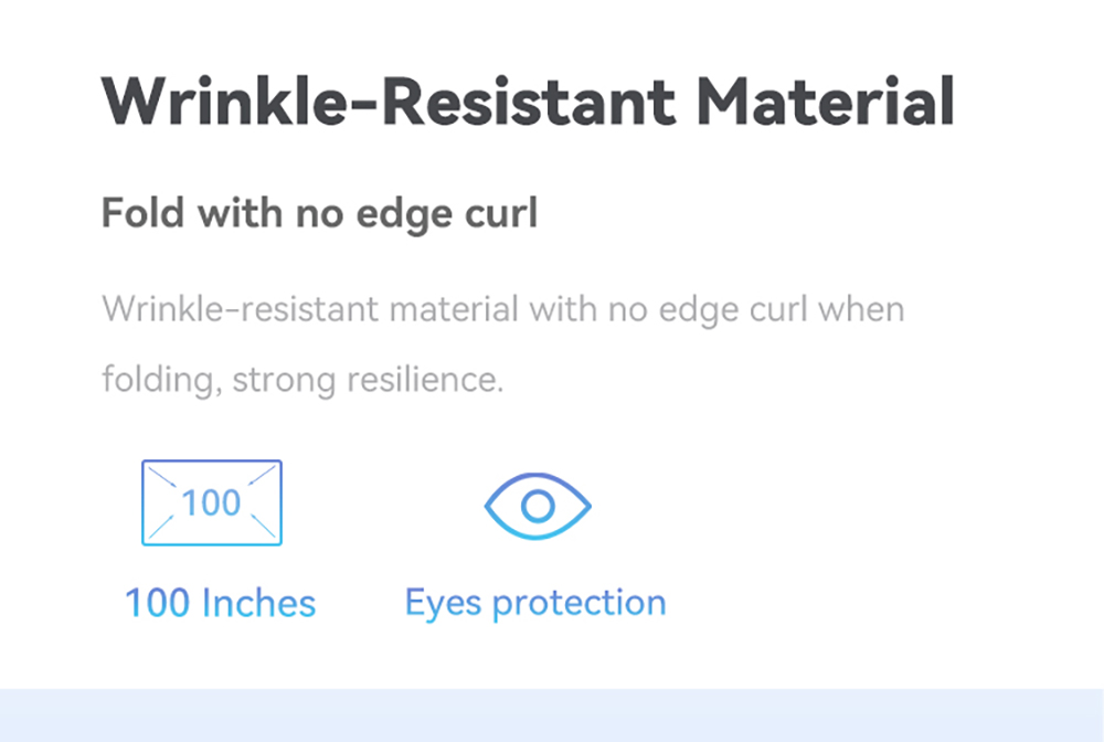 Refurbished Wanbo 100 inches Anti-Light Projection Screen, 150&deg; Visual View, 30&deg; Visual Gain Angle, 1.8 Times Color Gain, 16: 9 Ratio