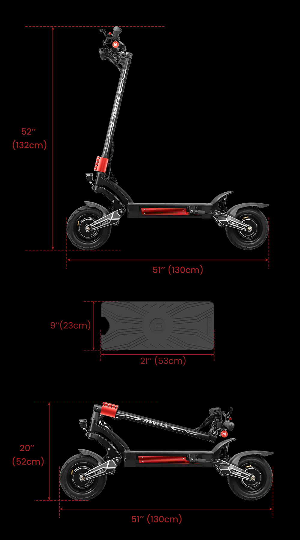 YUME Raptor Electric Scooter, 3000W*2 Motor, 60V 27Ah batéria, 11-palcové terénne pneumatiky, max. rýchlosť 80 km/h, dojazd 90 km, hydraulické brzdy + elektrické brzdy, predné & zadné hydraulické tlmiče, LCD displej